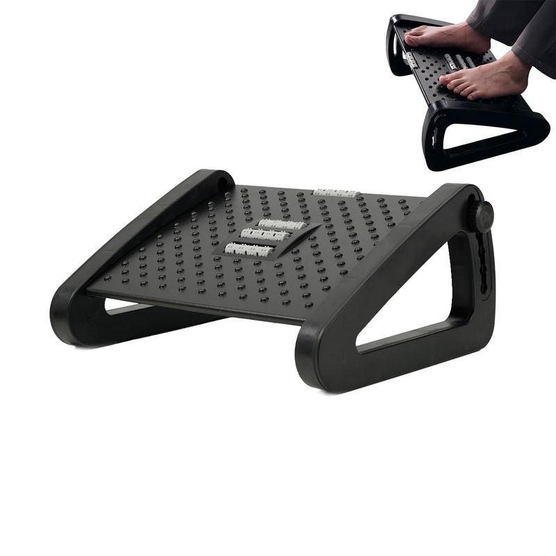 GENERICO - Reposapiés Ergo Life Negro 39cm Ajustable 6 Posiciones