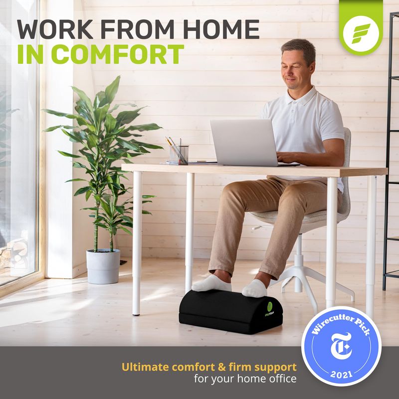 GENERICO - Descansa Pies ErgoFoam Negro Malla 2en1 Ergonómico