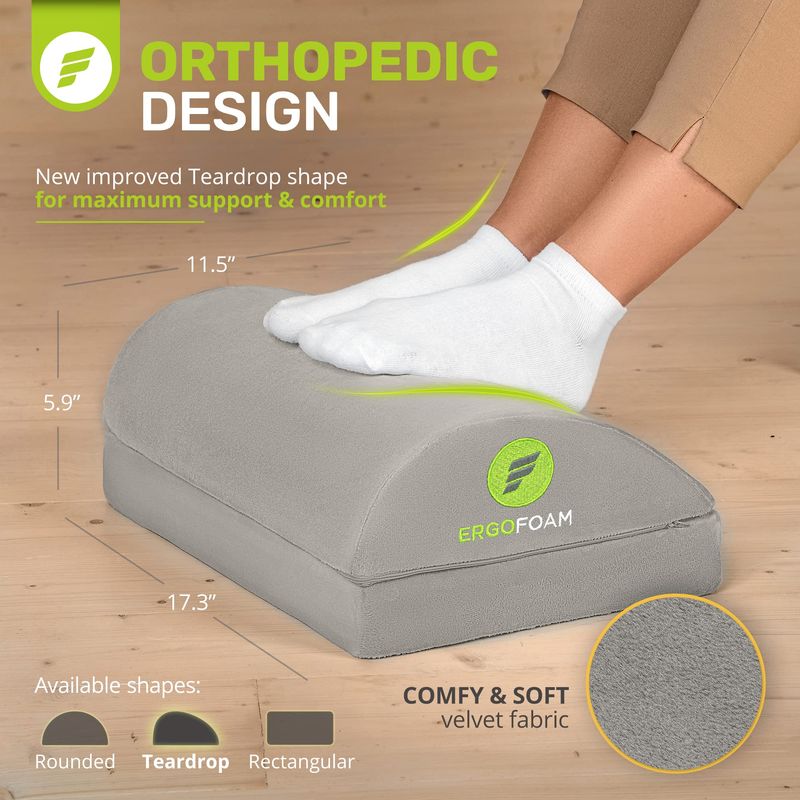 GENERICO - Apoya Pies ErgoFoam Small Gris Teardrop Ergonómico