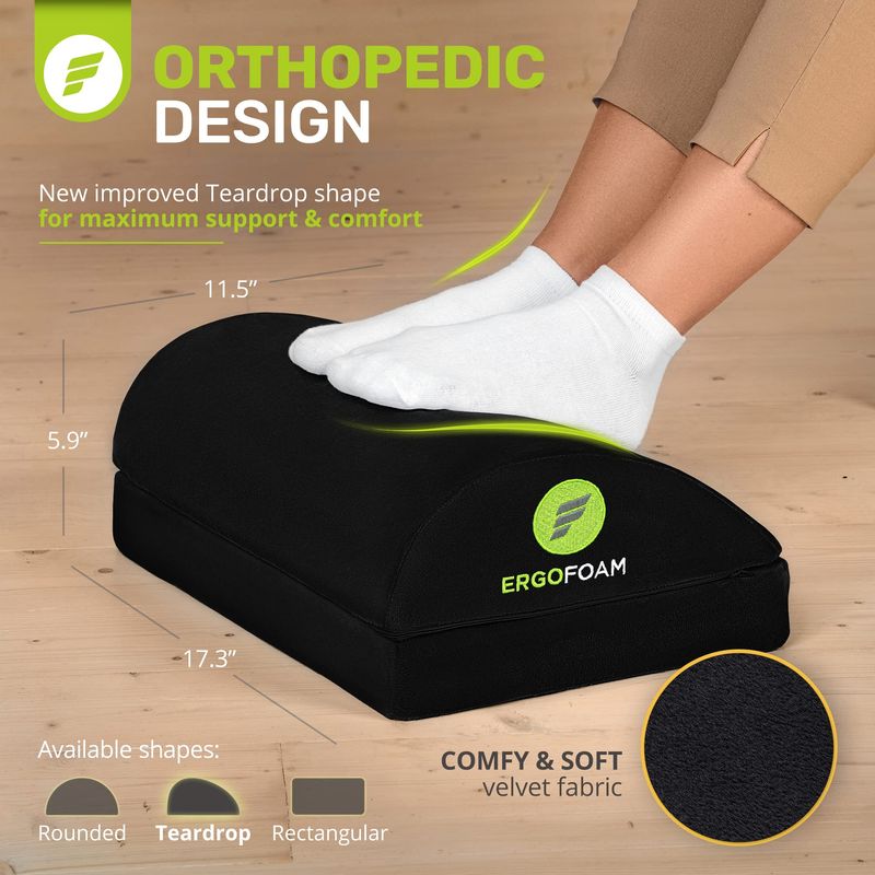 GENERICO - Apoya Pies ErgoFoam Negro Ajustable Espuma Densa