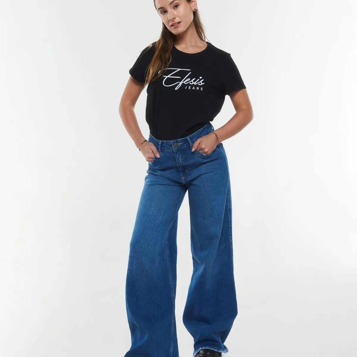 EFESIS - JEANS SELENA PALAZZO PINZA EN TRASERO EFESIS - Azul