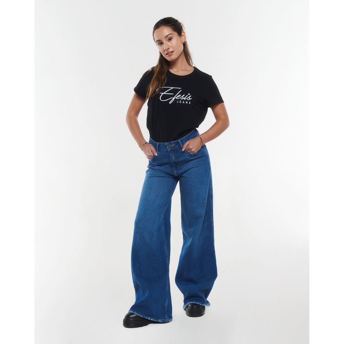 EFESIS - JEANS SELENA PALAZZO PINZA EN TRASERO EFESIS - Azul