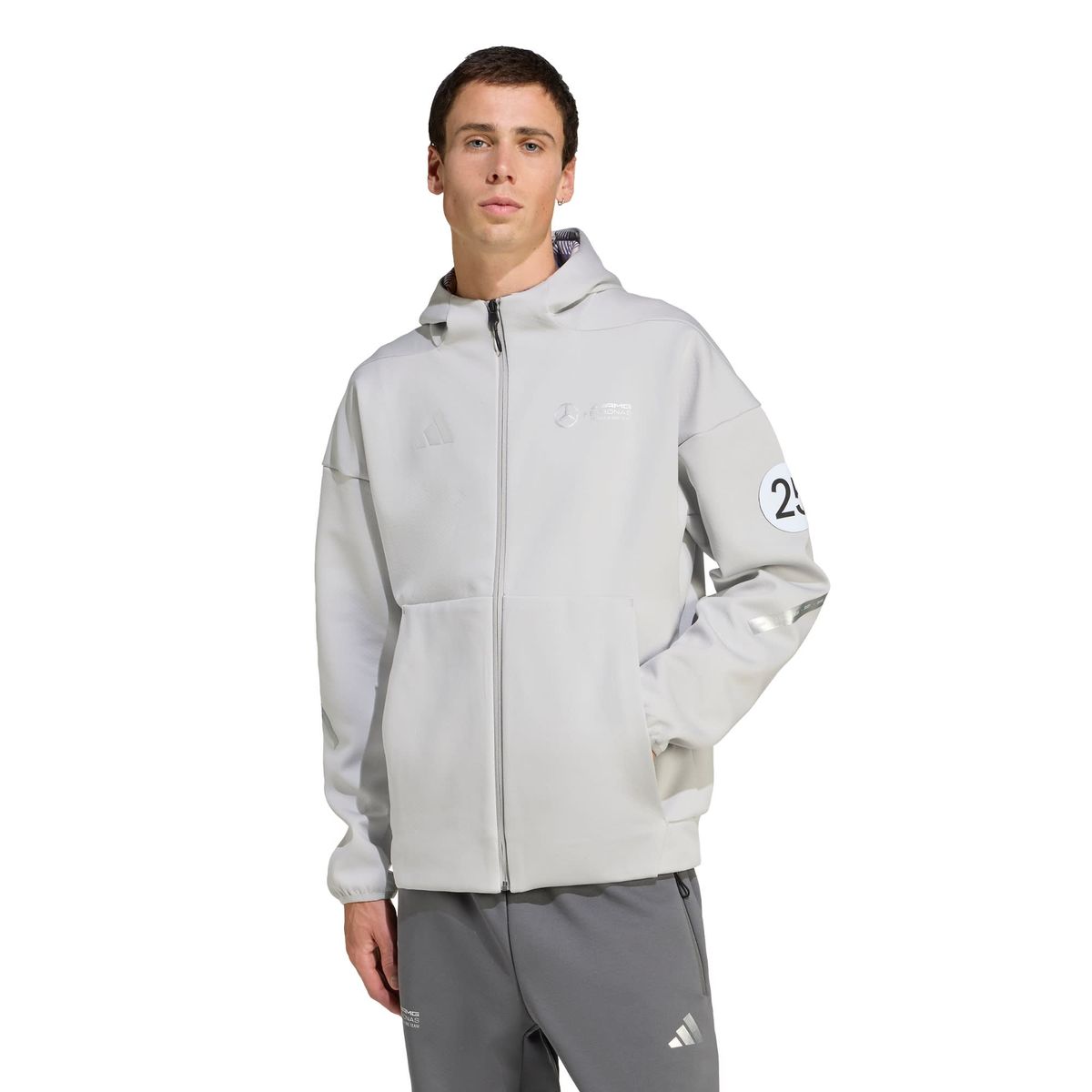 ADIDAS - Mercedes - AMG Petronas Formula One Team Flechas Plateadas Chaqueta con cierre frontal y capucha