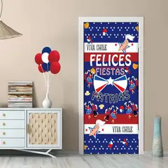 GENERICO - FUNDA DESMONTABLE PARA PUERTAS DISEÑO FIESTAS PATRIAS AZUL MP