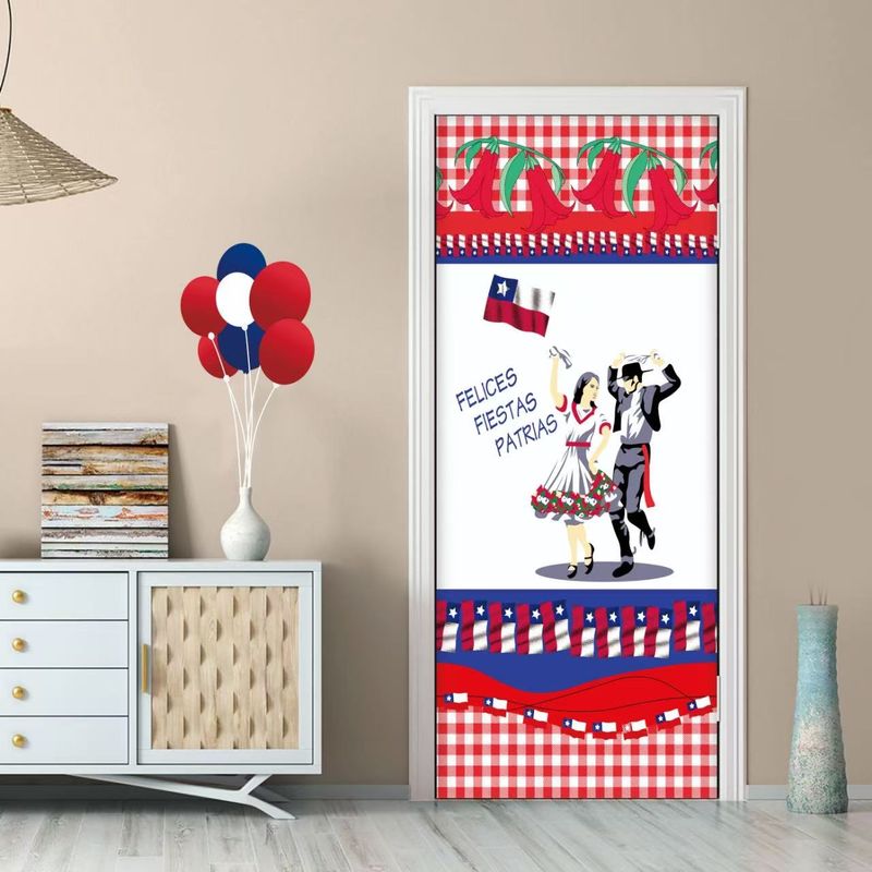 GENERICO - FUNDA DESMONTABLE PARA PUERTAS DISEÑO FIESTAS PATRIAS BLANCO ROJO MP