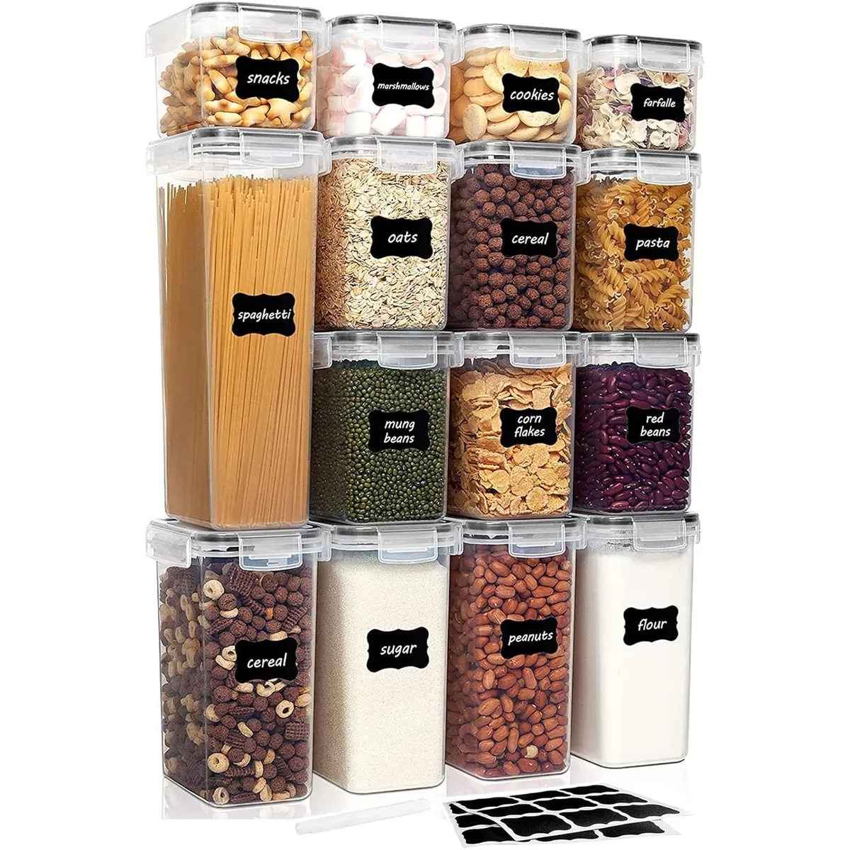 GENERICO - CONTENEDORES HERMÉTICOS PARA ALMACENAR ALIMENTOS SET DE 15 RECIPIENTES