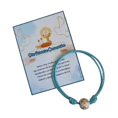 GENERICO - Recuerdos Primera Comunion Encintados 12 Pulseras Hilo + Tarjetas