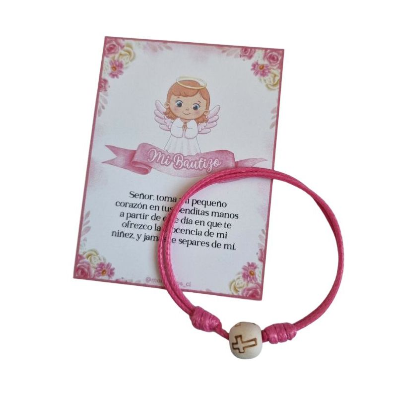 GENERICO - Recuerdos Bautizo Encintados 12 Pulseras Hilo + Tarjetas