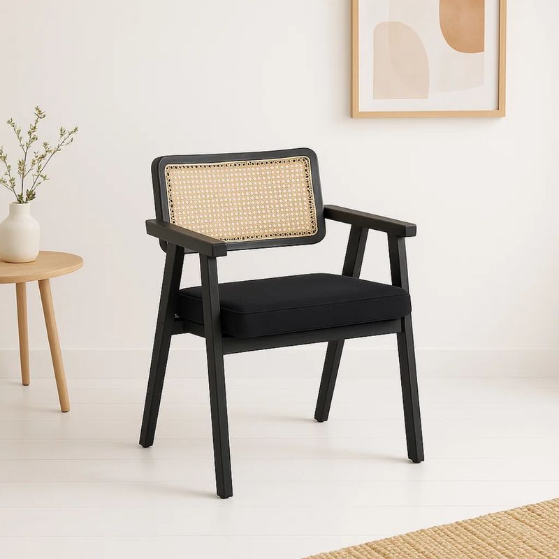 PANDALINO - Butaca Sitial Capitol Acolchado de Rattan Negro