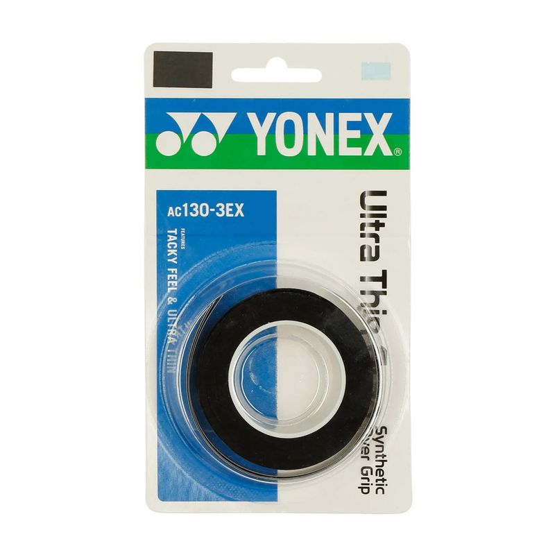 YONEX - Overgrip Yonex Ultra Thin Grap Negro X3 Tenis Padel