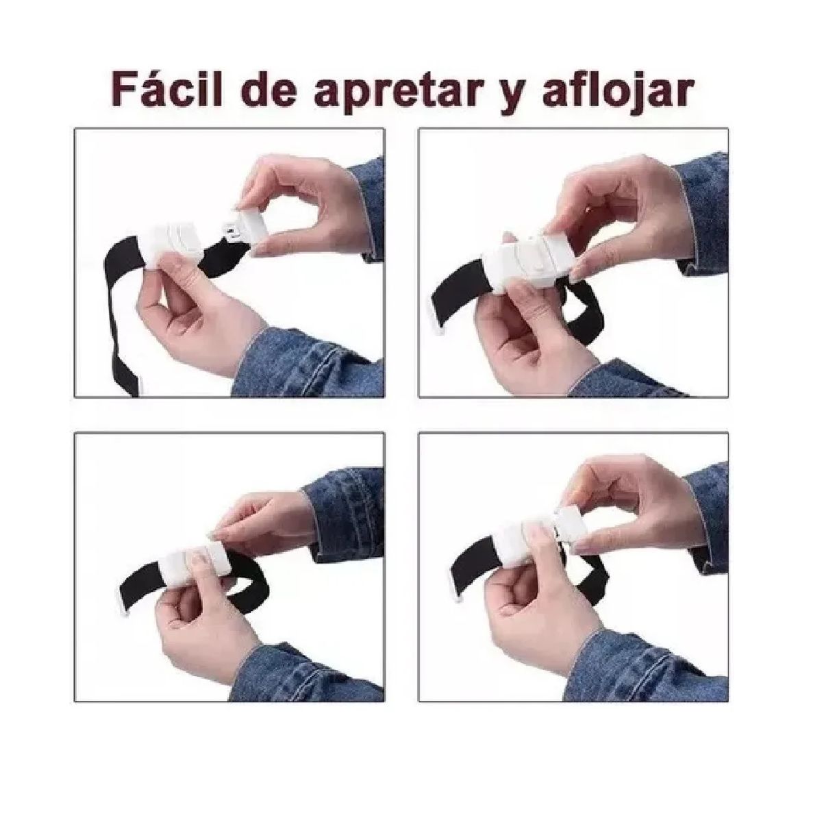 GENERICO - Torniquete Ligadura Elastico Hebilla Medicas Negro 2 Unids