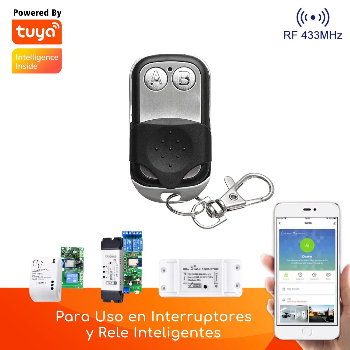 D MOTICA - Control Remoto-Botón de Pánico 433mhz Para Rele e Interruptores Wifi