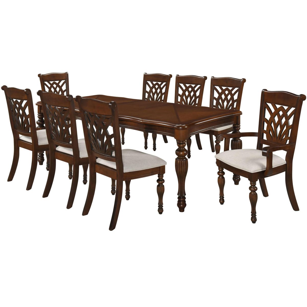 ECOMUSO - JUEGO DE COMEDOR DOÑA CATALINA 6 SILLAS + 2 SITIALES MESA CON EXTENSION