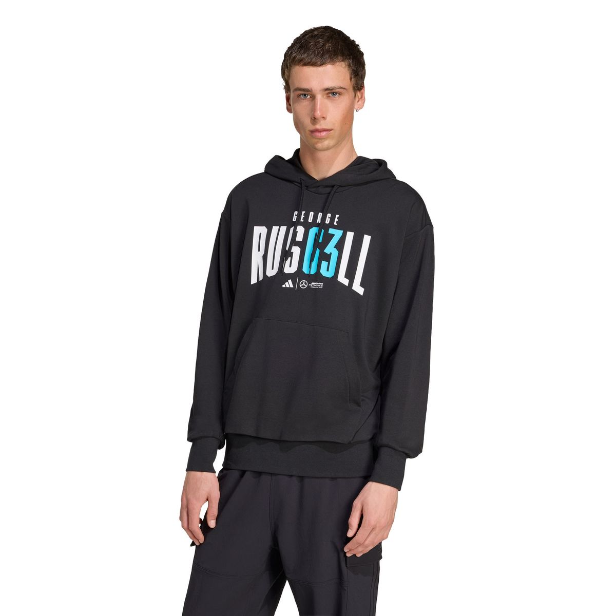 ADIDAS - Polerón con capucha George Russell de la escudería de Fórmula Uno Mercedes - AMG Petronas