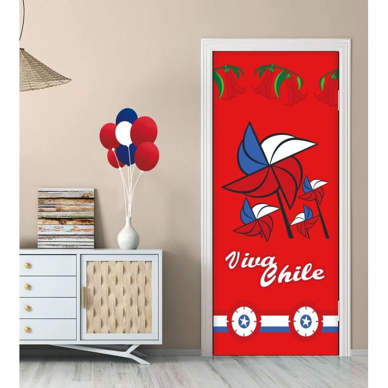 GENERICO - FUNDA DESMONTABLE PARA PUERTA  ROJO DISEÑO FELICES FIESTAS PATRIAS