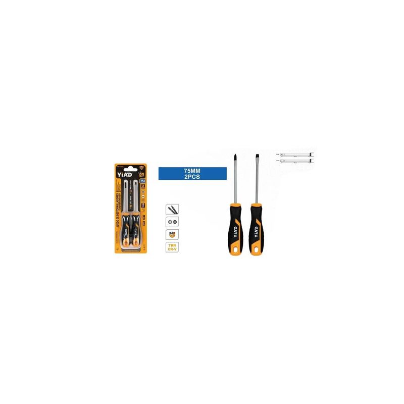 GENERICO - JUEGO DE DESTORNILLADORES 2PCS PUNTA ESTRELLA Y PALETA MAGNETICA 75MM