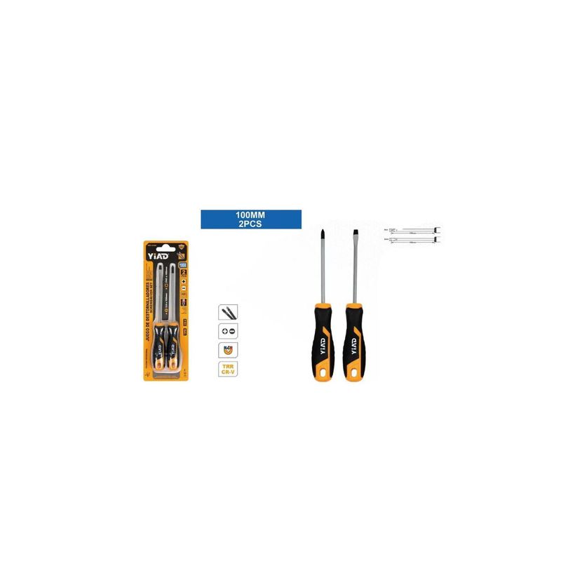 GENERICO - JUEGO DE DESTORNILLADORES 2PCS PUNTA ESTRELLA Y PALETA MAGNETICA 100MM