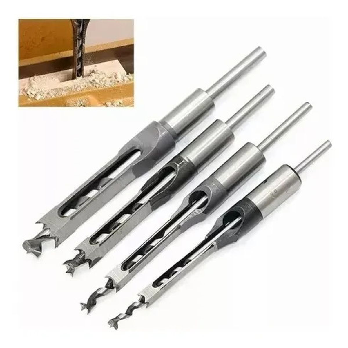 GENERICO - Broca Para Agujeros Cuadrado 4 Pcs