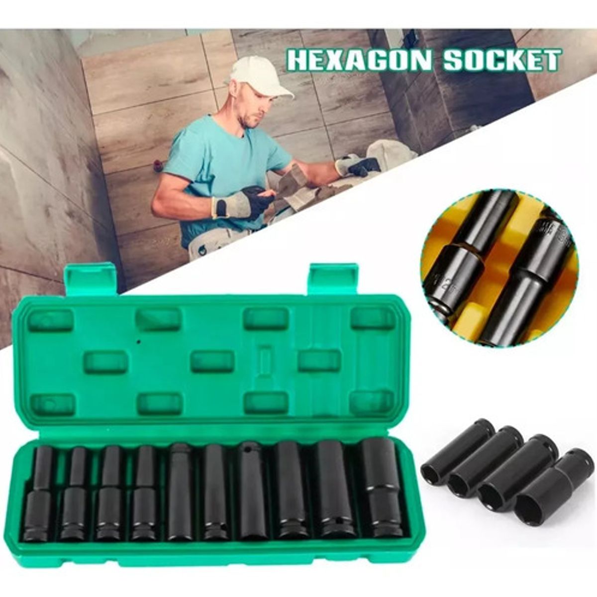 GENERICO - Juego Set Dados De Impacto 1/2, 10 Piezas De 10 A 24 Mm