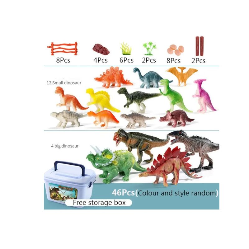 GENERICO - Set Dinosaurios De Juguete Con Caja Organizadora 46 piezas