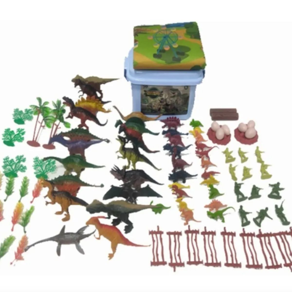 GENERICO - Set Dinosaurios De Juguete Con Caja Organizadora 104 piezas