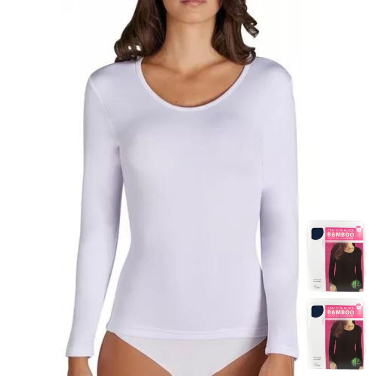 GARSIL - pack de 2 camisetas manga larga de bambu cuello redondo dama