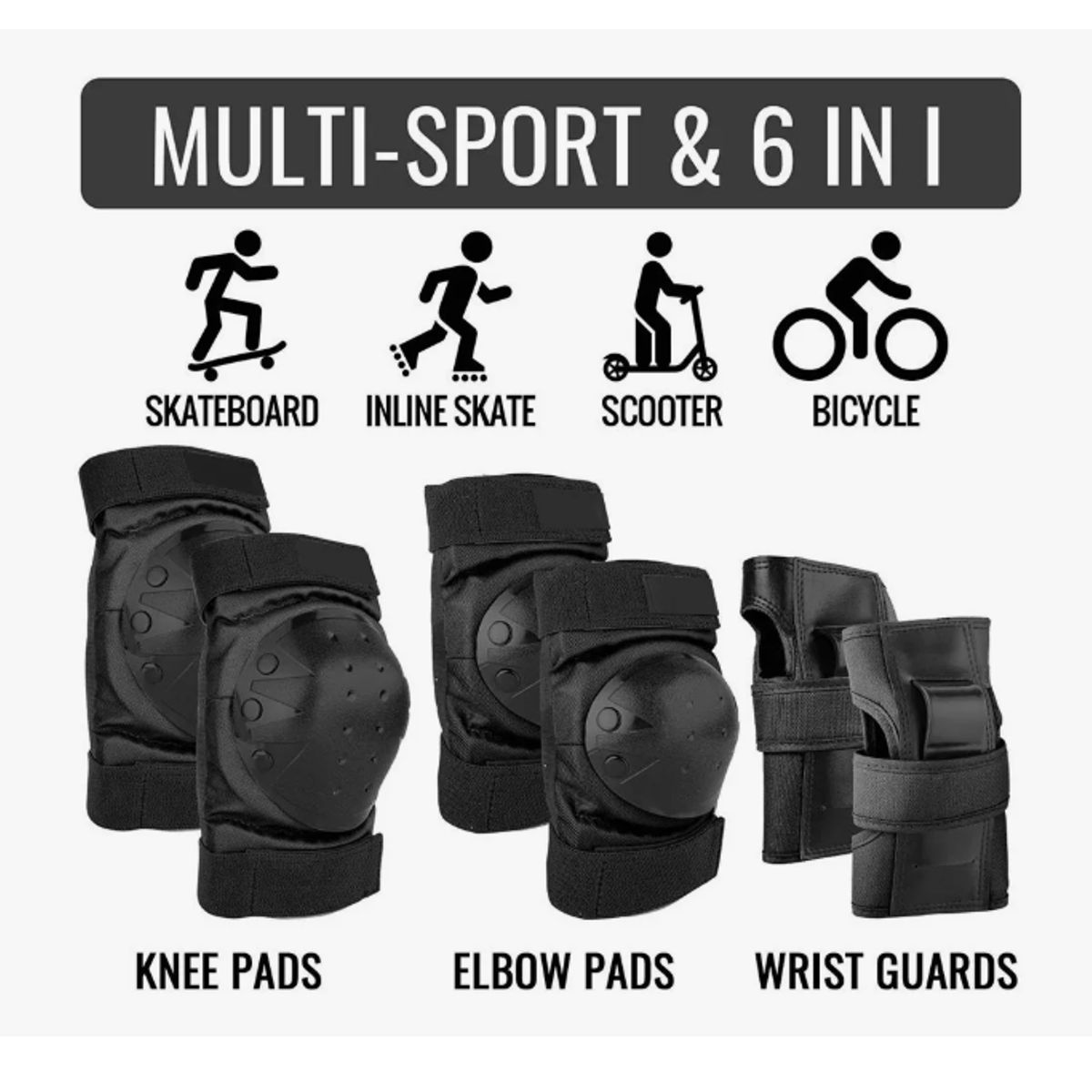 GENERICO - Set De Protección Adultos Negro TALLA M