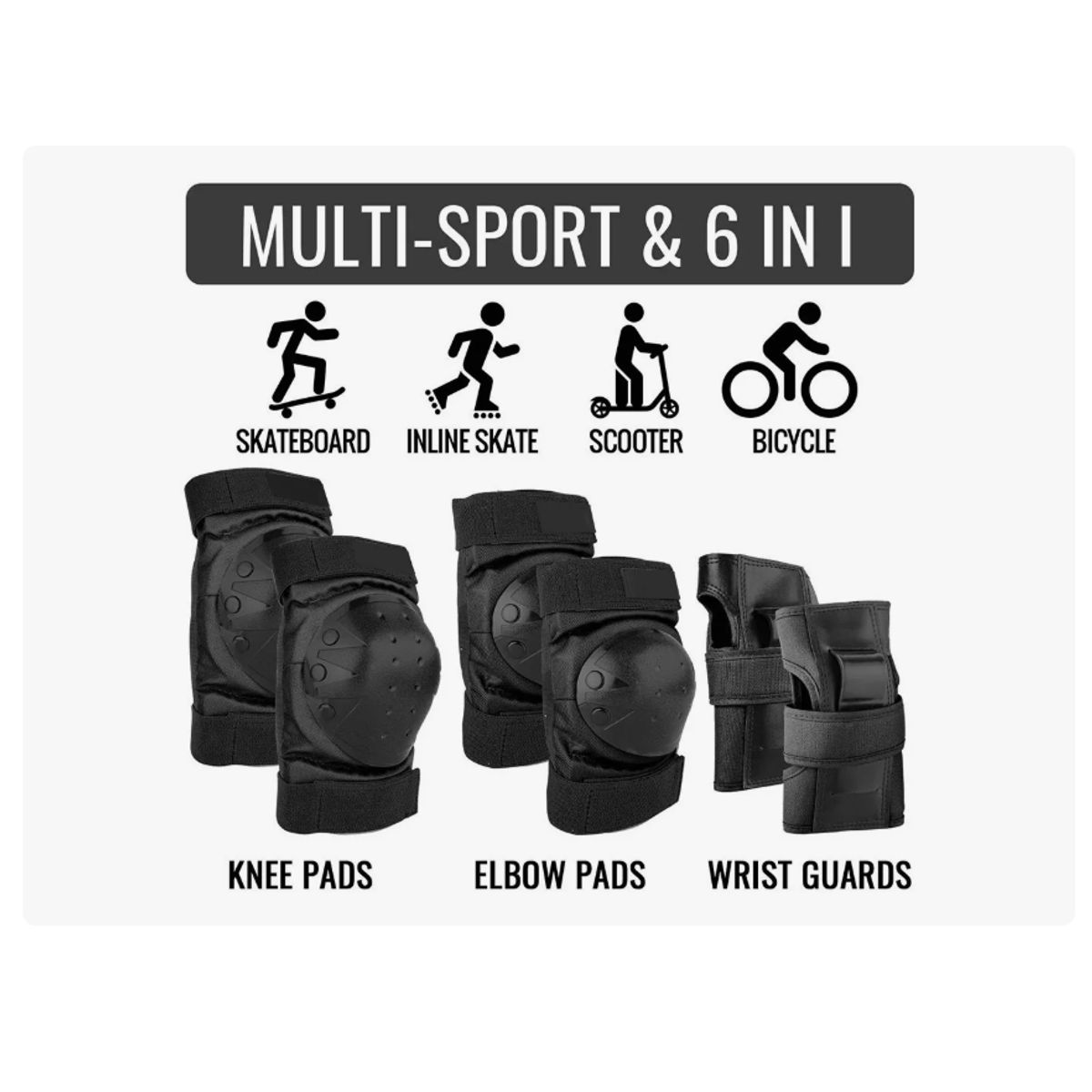 GENERICO - Set De Protección Adultos Negro TALLA M