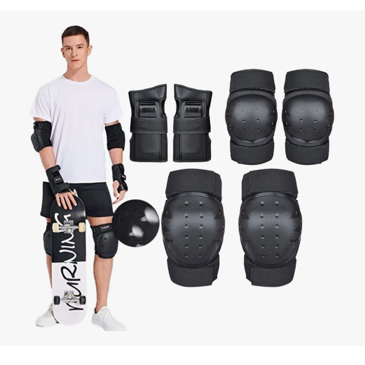 GENERICO - Set De Protección Adultos Negro TALLA M