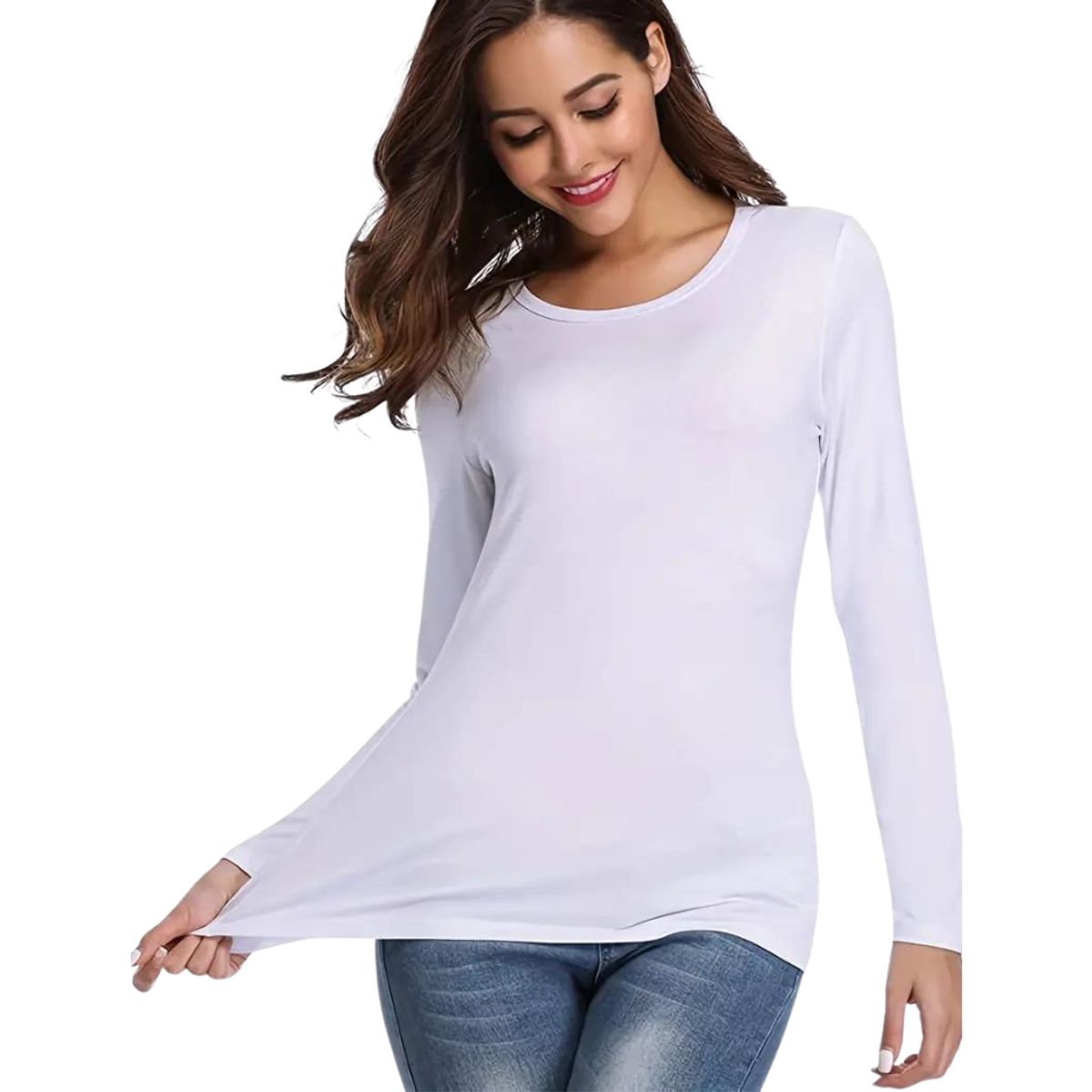 GARSIL - camiseta manga larga de bambu cuello redondo dama