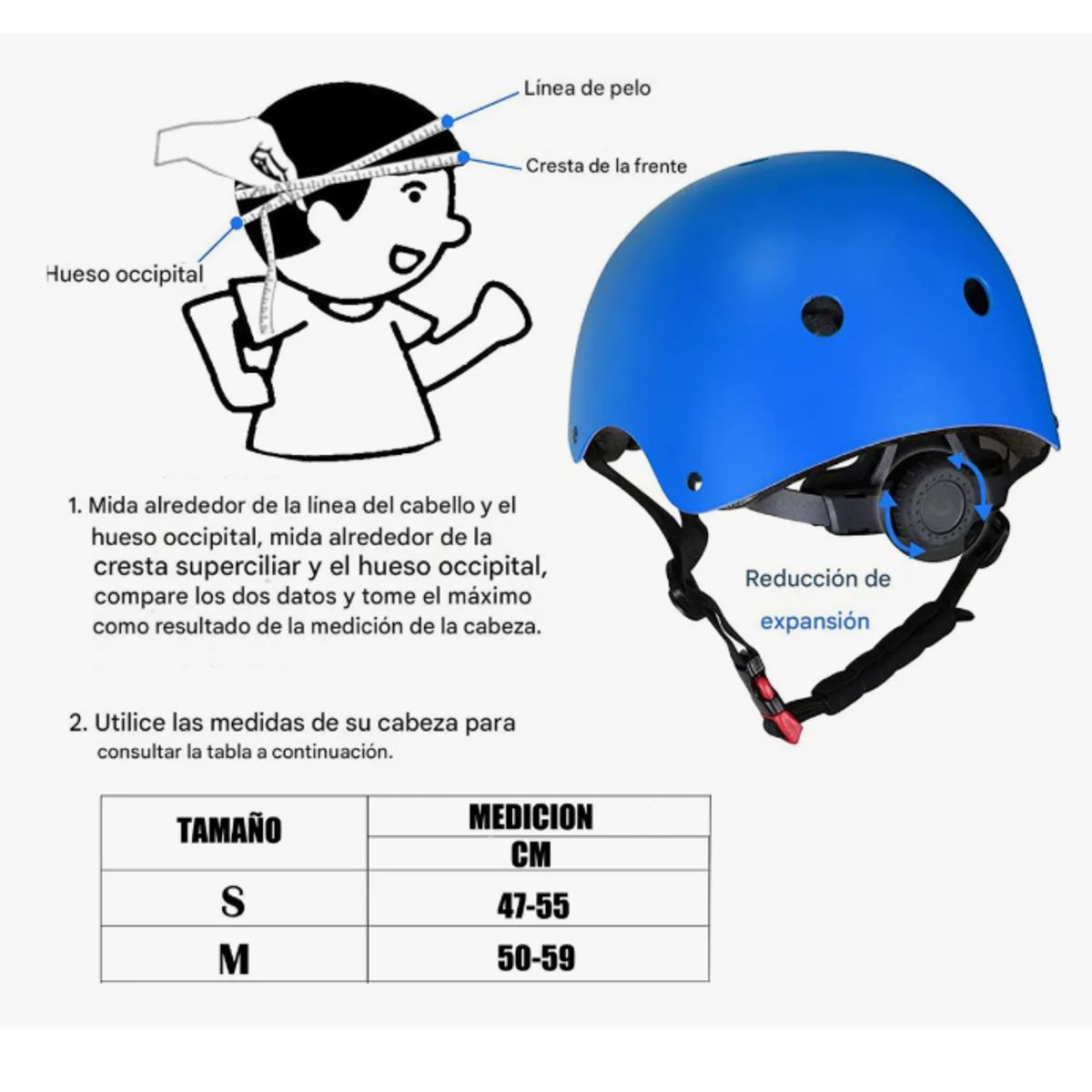 GENERICO - Set de Protecciones + Casco Niños Talla M Azul