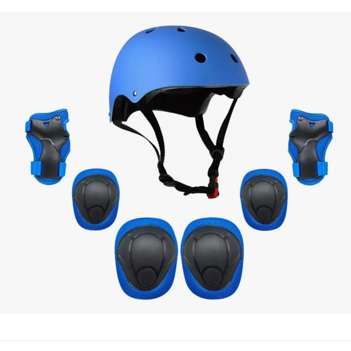 GENERICO - Set de Protecciones + Casco Niños Talla L Azul