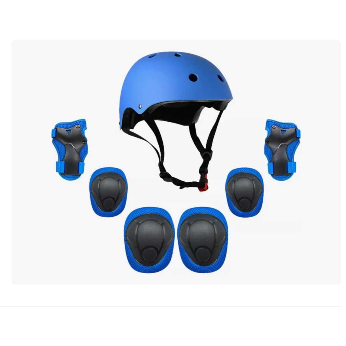 GENERICO - Set de Protecciones + Casco Niños Talla L Azul
