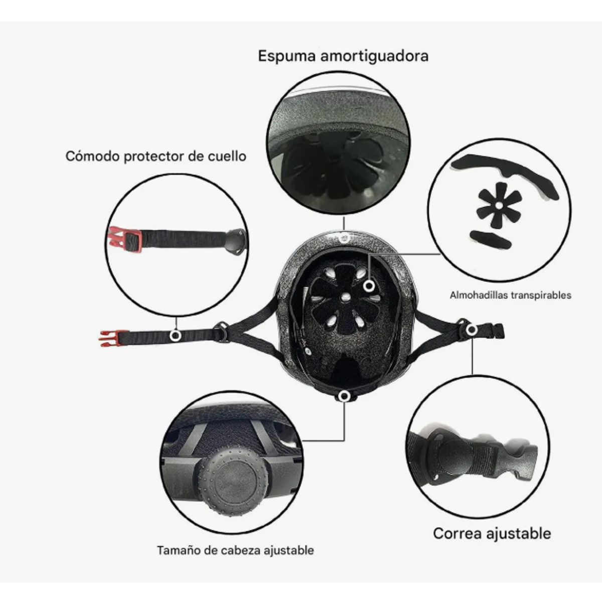 GENERICO - Set de Protecciones + Casco Niños Talla L Azul