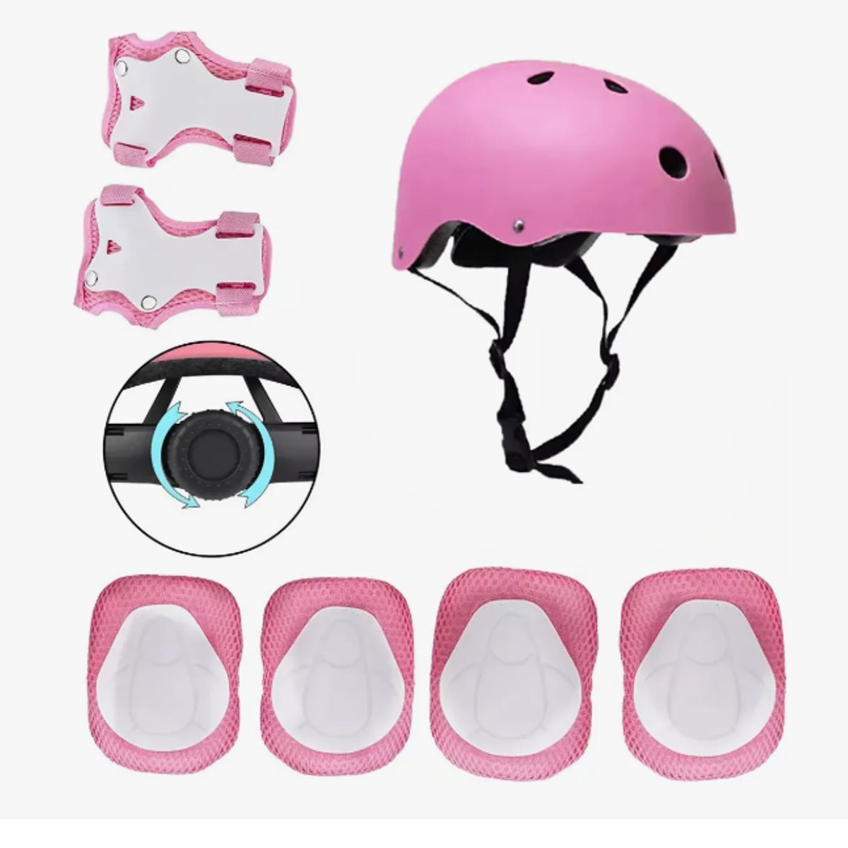 GENERICO - Set de Protecciones + Casco Niños Talla M Rosado