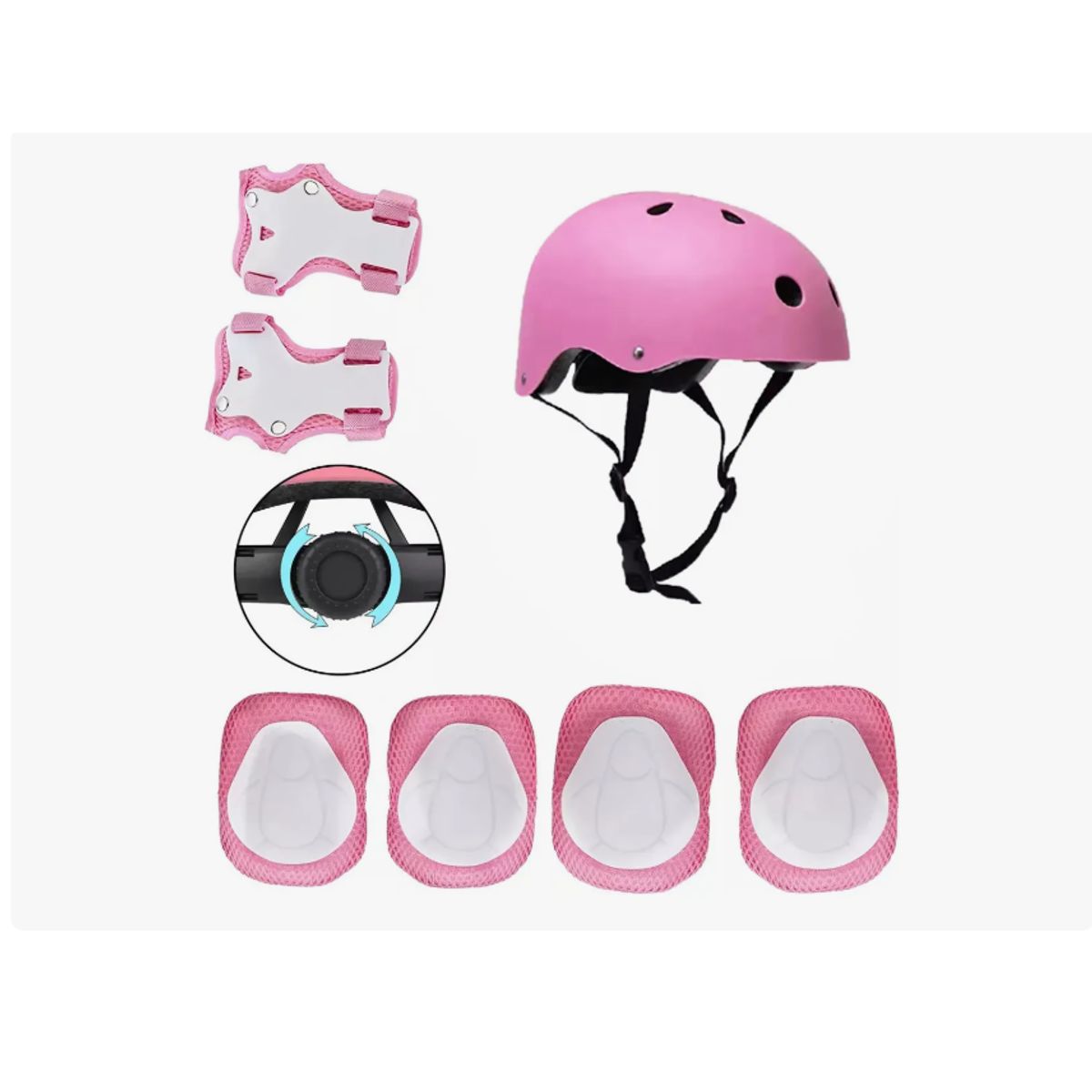 GENERICO - Set de Protecciones + Casco Niños Talla M Rosado