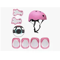 Set de Protecciones + Casco Niños Talla M Rosado