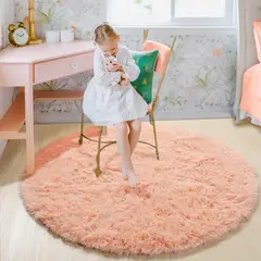 UNICO - Alfombra Redonda Peluche Circular 100cm Tapete CORAL