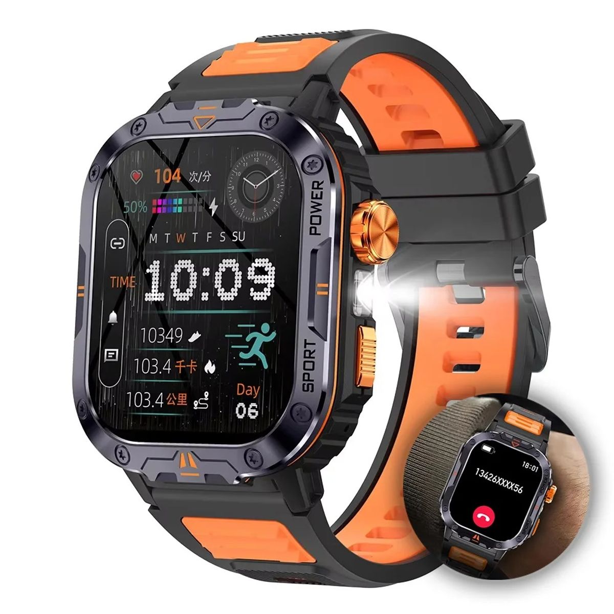 STARTECHOFFICE - Smartwatch Deportivo NX20 Llamadas Bluetooth Música Linterna IP68 Monitor Salud y Deporte