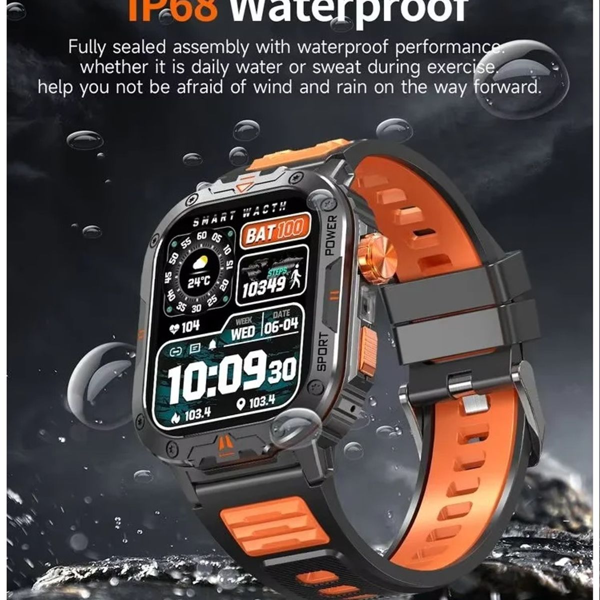 STARTECHOFFICE - Smartwatch Deportivo NX20 Llamadas Bluetooth Música Linterna IP68 Monitor Salud y Deporte