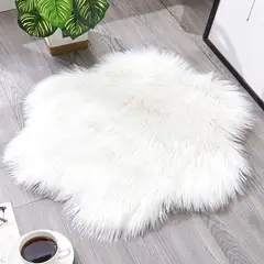 UNICO - Alfombra Peluche FLOR 100cm Tapete BLANCO