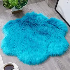 UNICO - Alfombra Peluche FLOR 100cm Tapete TURQUESA