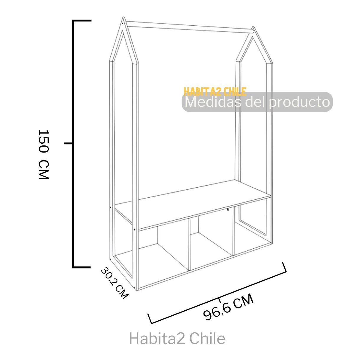 HABITA2 CHILE - Closet Colgador 3 espacios Infantil