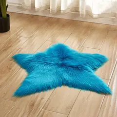 UNICO - Alfombra Peluche ESTRELLA 100cm Tapete TURQUESA