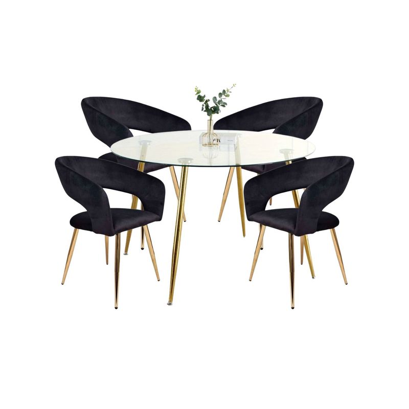 HABITA2 CHILE - Comedor Florencia Minimalista 120cm- 4 puesto Negro