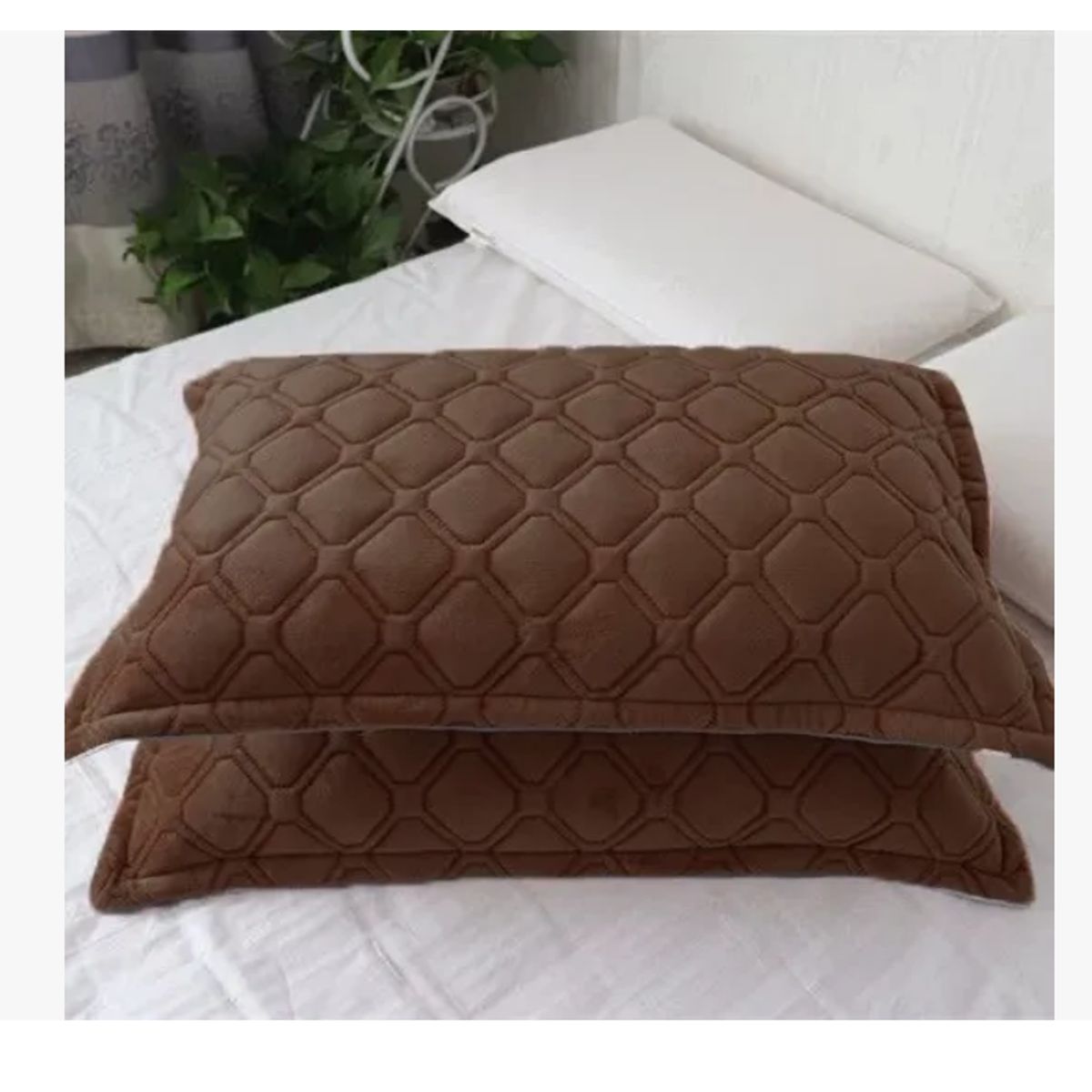 GENERICO - Pack 2 Fundas De Almohadas Diseño Gamuza Color 50x70cm Cafe
