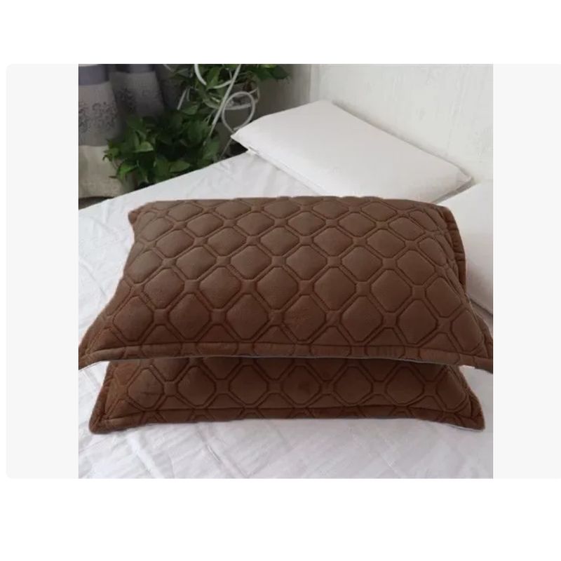 GENERICO - Pack 2 Fundas De Almohadas Diseño Gamuza Color 50x70cm Cafe