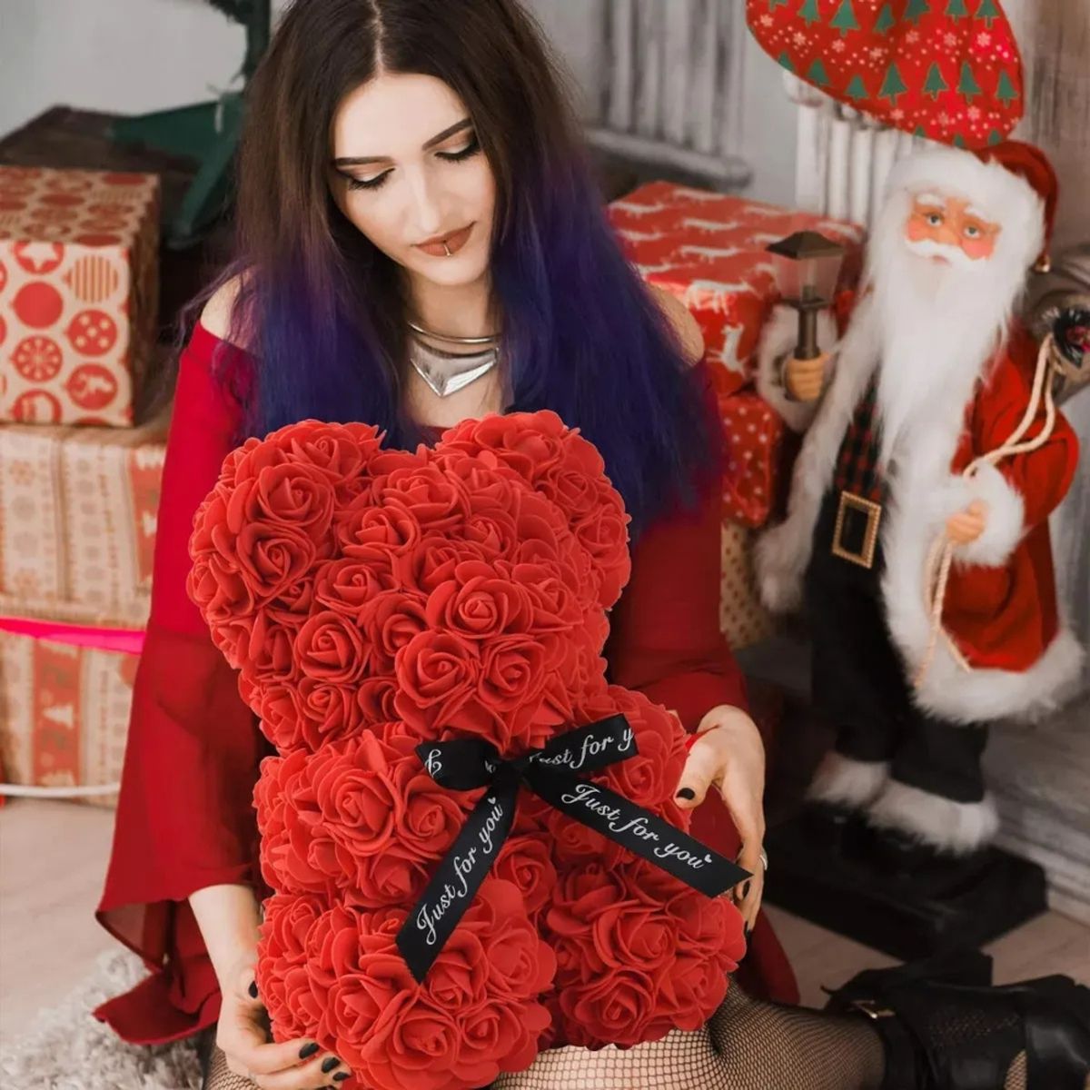 MOVI - OSO PETALOS DE ROSA SAN VALENTIN ROJO