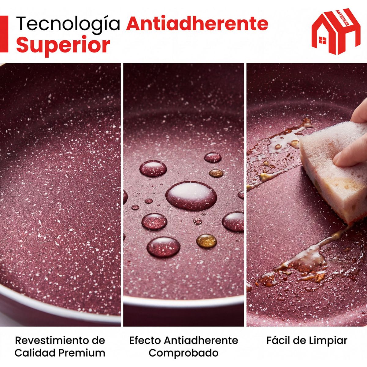 ANYHOGAR - 12pcs Set De Ollas  Bateria Ollas Antiadherente.