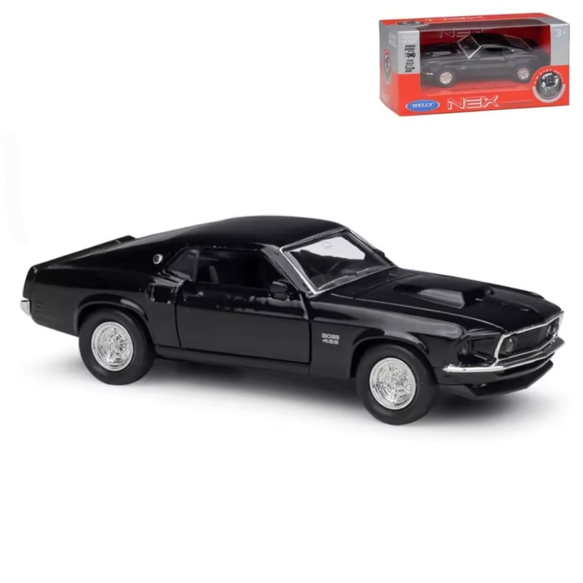 GENERICO - 1969 Ford Mustang Boss 429 Negro auto de colección 1: 36